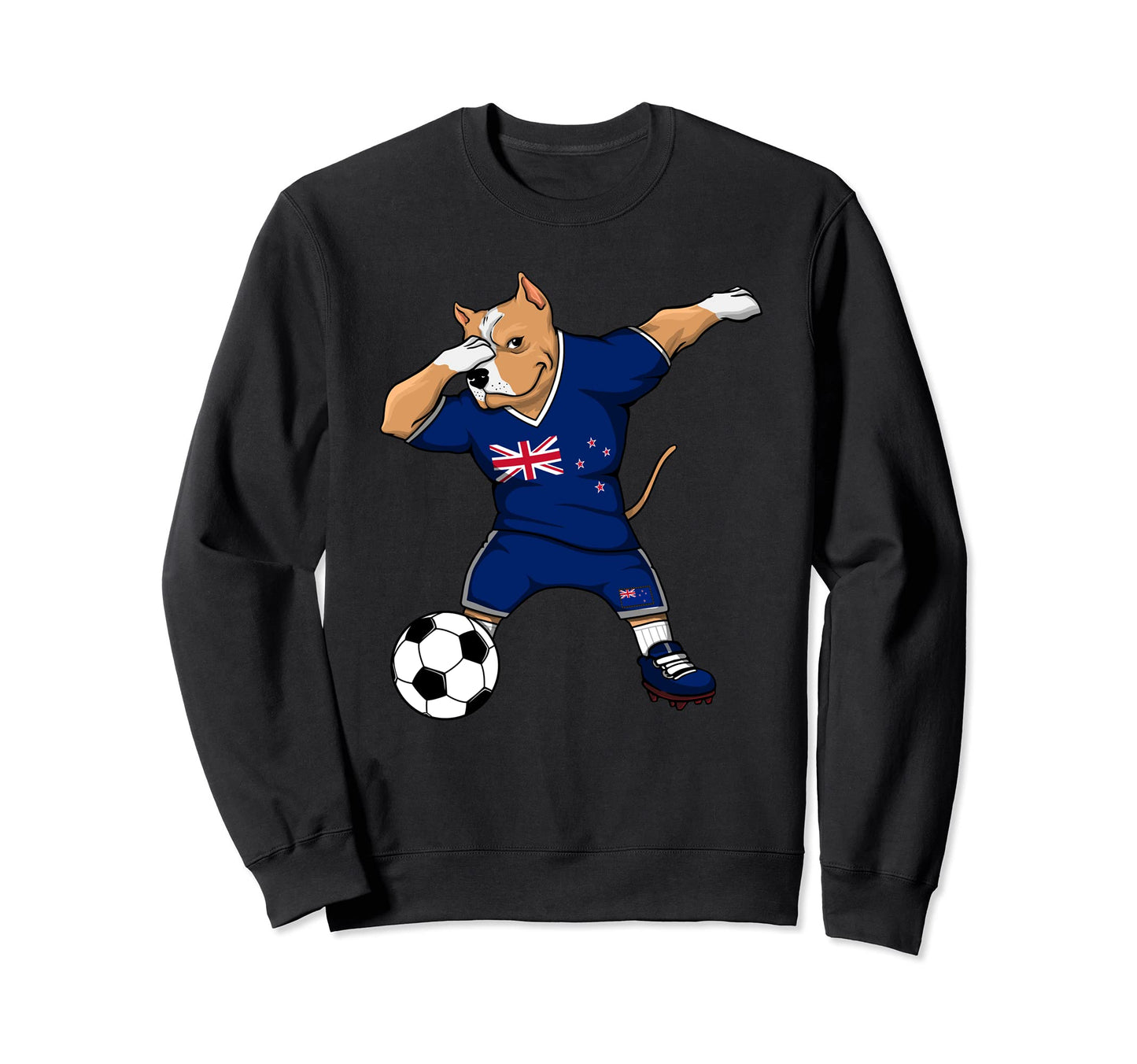 Dabbing Pitbull Dog New Zealand Soccer Sweatshirt - Unique Graphic Unisex - T-Shirt, Sweatshirt, Hoodie