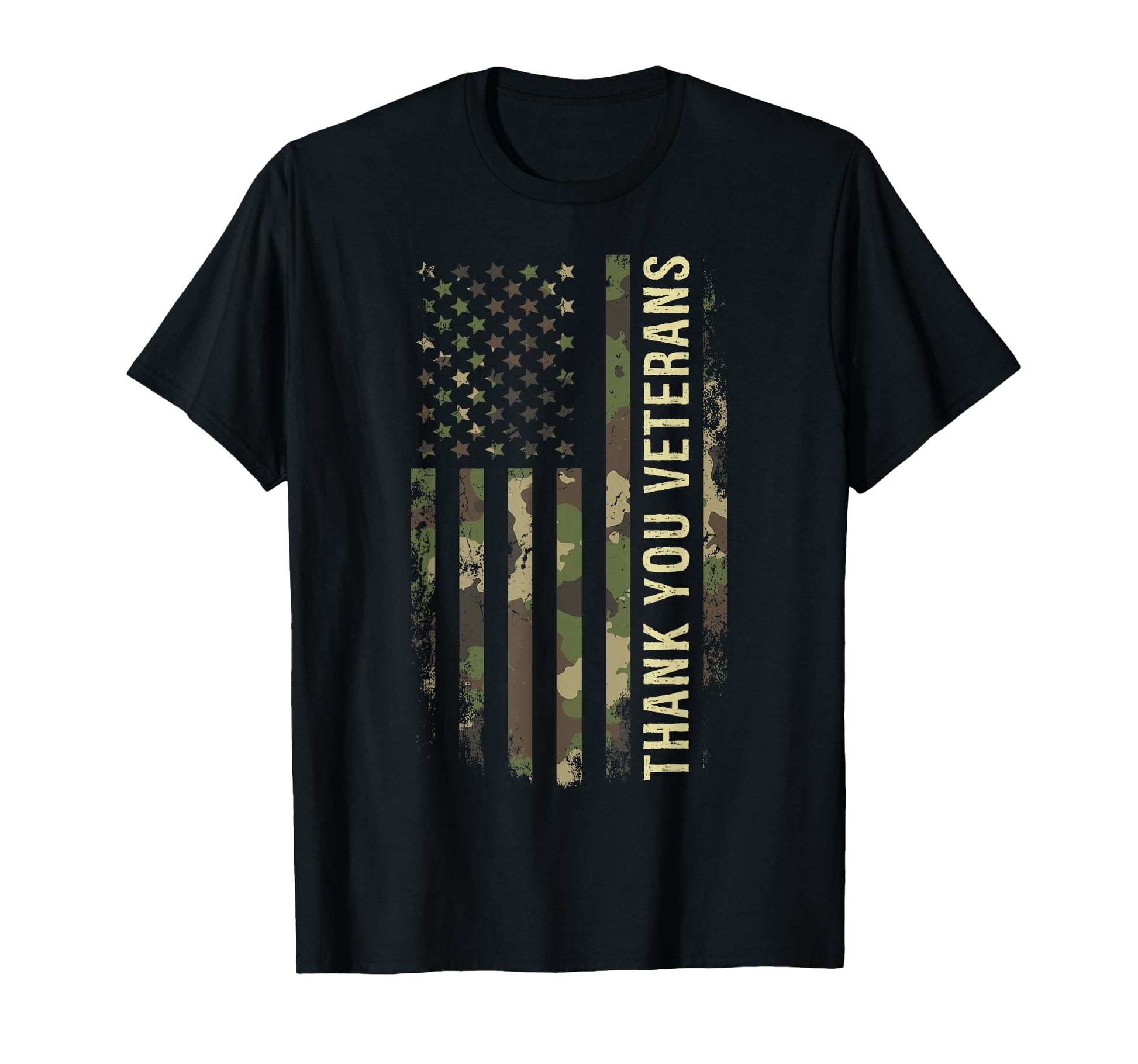 Thank You Veterans Camouflage American Flag T-Shirt - Unique Graphic Unisex - T-Shirt, Sweatshirt, Hoodie