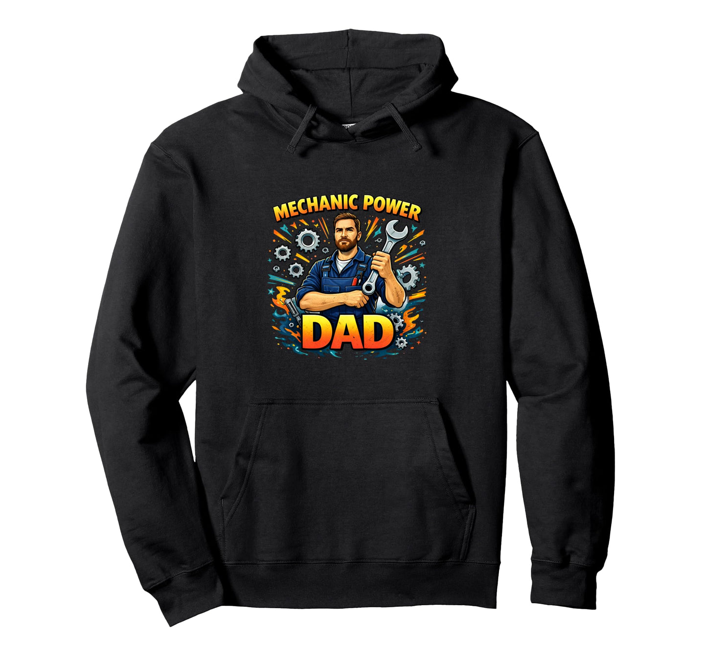 Mechanic Dad Power Strong Workshop Hoodie - Minimalist Print Unisex - T-Shirt, Sweatshirt, Hoodie