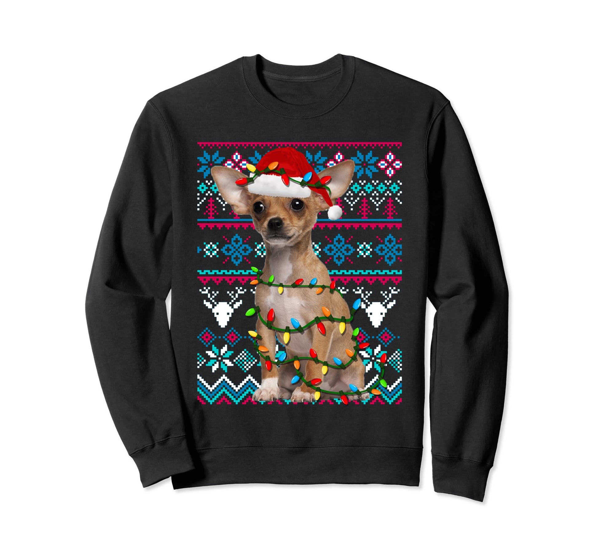 Ugly Chihuahua Santa Hat Sweatshirt - Novelty Apparel Unisex - T-Shirt, Sweatshirt, Hoodie
