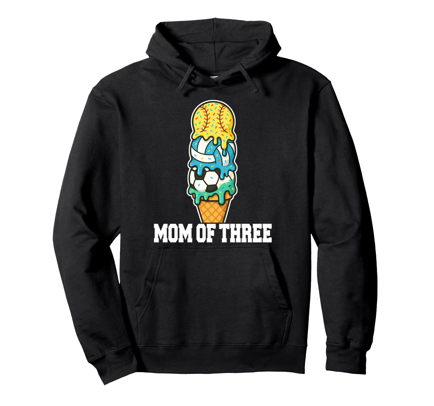 Softball Soccer Volleyball Mom Ice Cream Hoodie - Novelty Apparel Unisex - T-Shirt, Sweatshirt, Hoodie