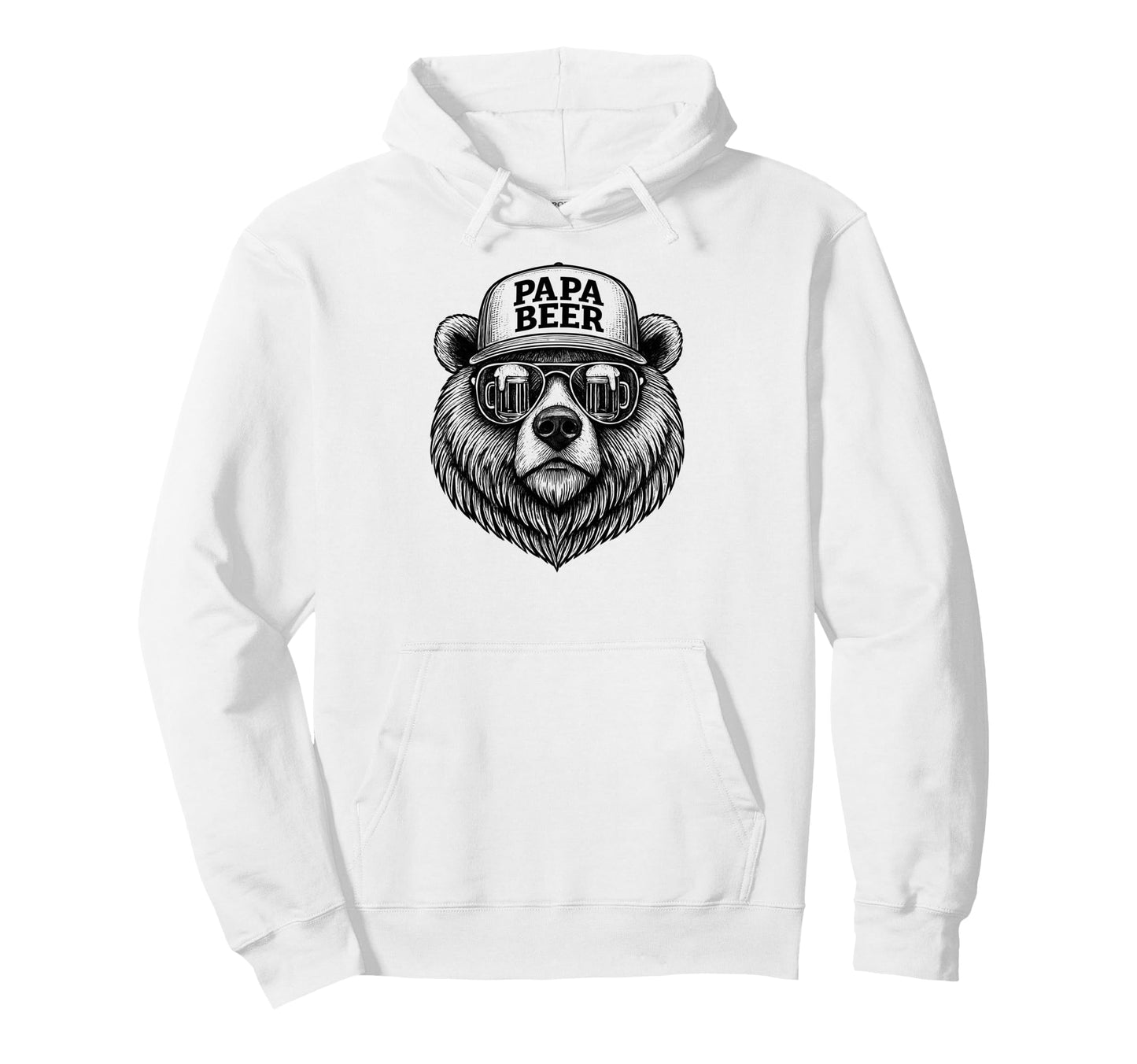 Papa Beer Funny Dad Bear Drinking Hoodie - Trendy Graphic for Adults - T-Shirt, Sweatshirt, Hoodie