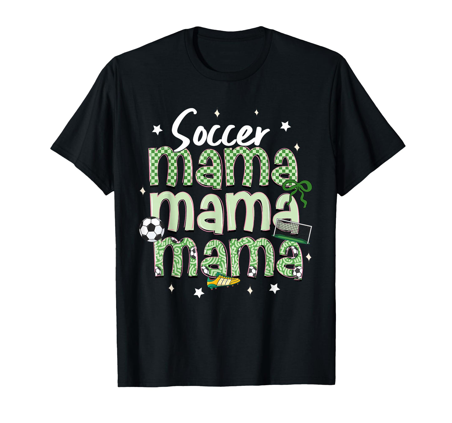 Soccer Mama Bow Checkered Soccer Lovers T-Shirt - Trendy Graphic Men Women - T-Shirt, Sweatshirt, Hoodie