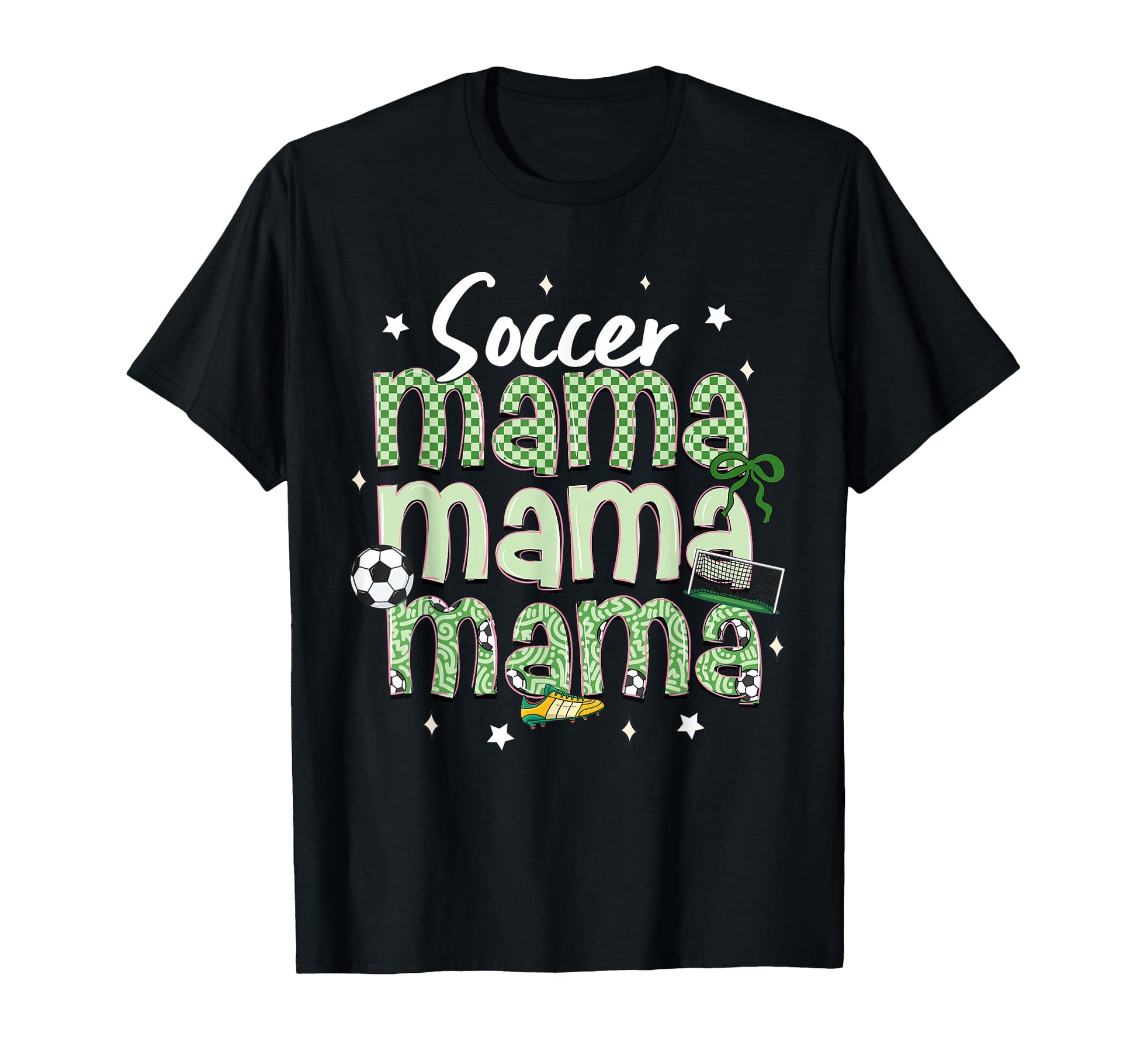 Soccer Mama Bow Checkered Soccer Lovers T-Shirt - Trendy Graphic Men Women - T-Shirt, Sweatshirt, Hoodie