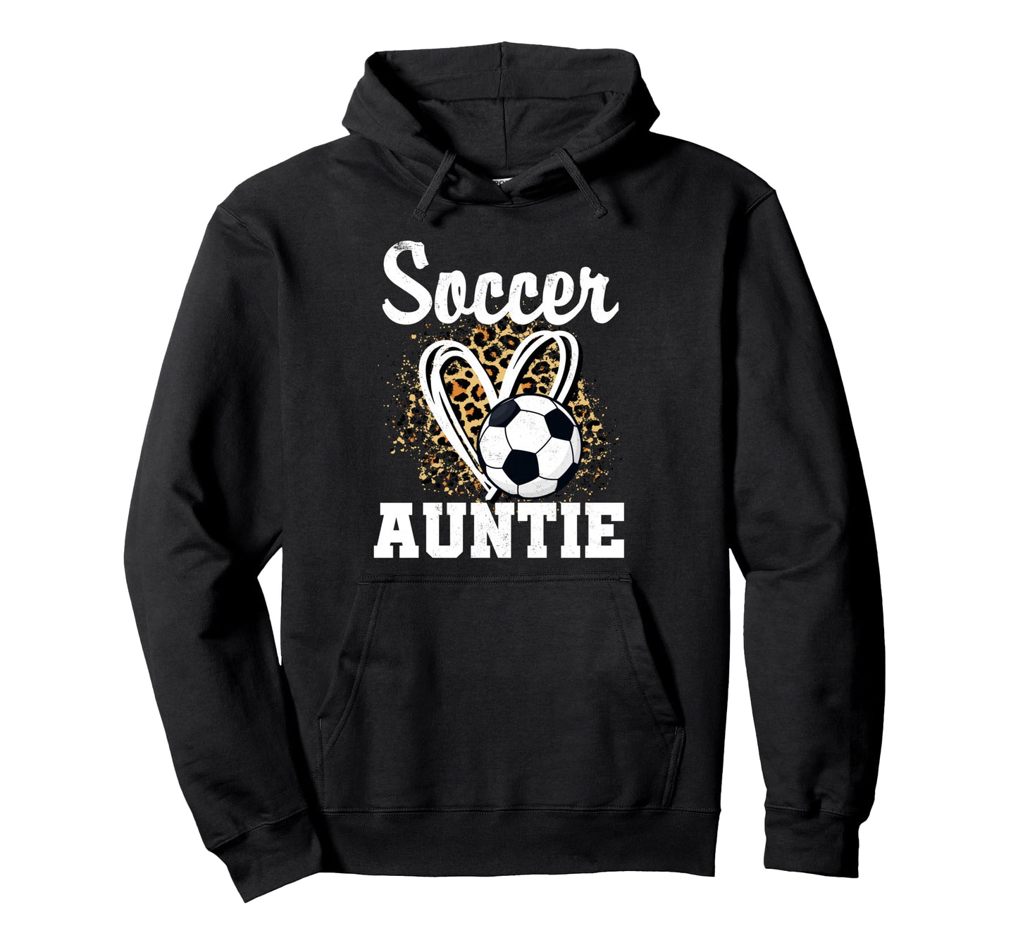 Soccer Auntie Leopard Heart Hoodie - Aesthetic Graphic Men Women - T-Shirt, Sweatshirt, Hoodie