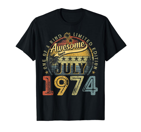 Awesome Since July 1974 Gift 50Th T-Shirt - Graphic Print for Adults - T-Shirt, Sweatshirt, Hoodie