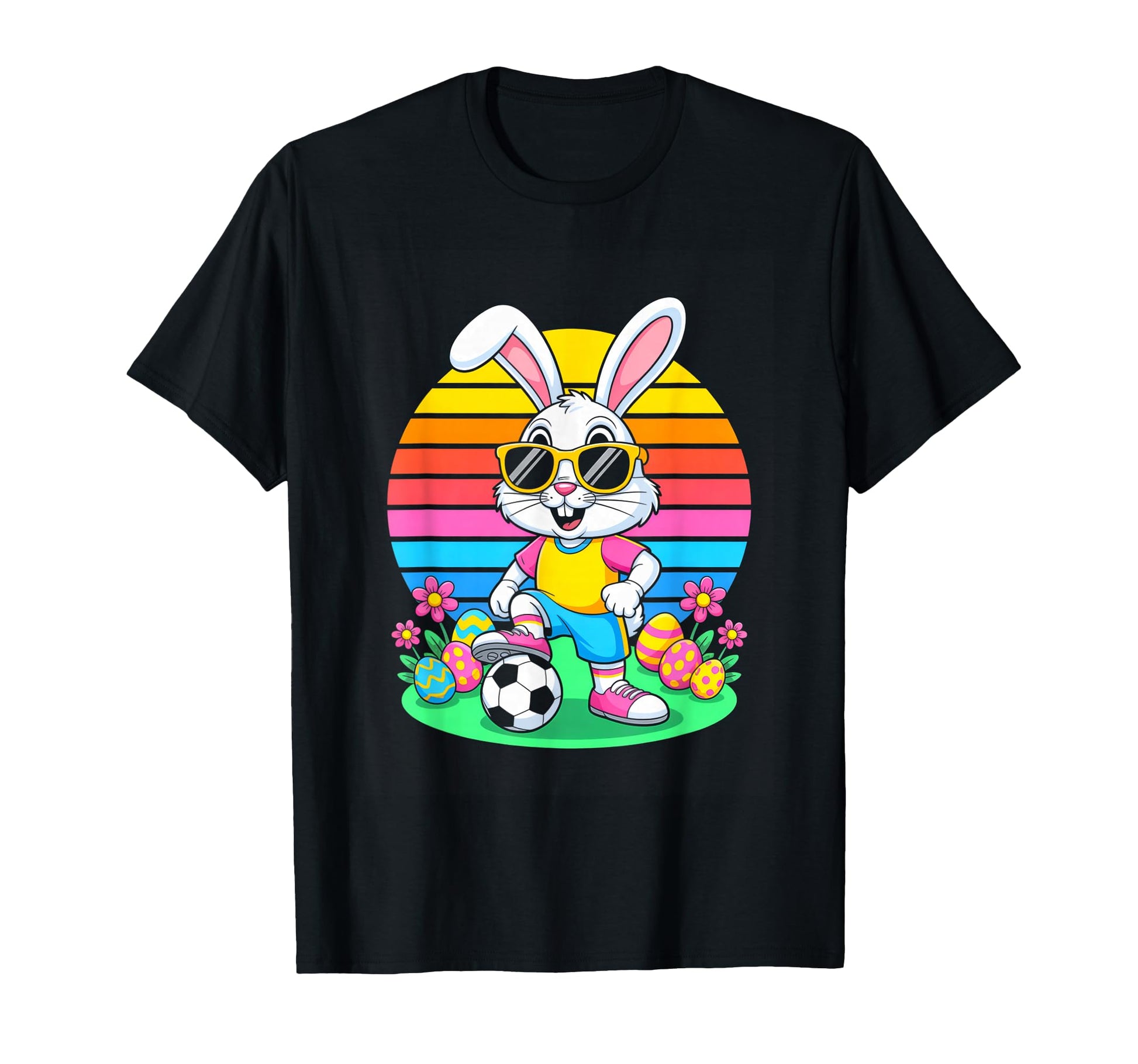 Easter Bunny Playing Soccer Eggs T-Shirt - Novelty Apparel for Adults - T-Shirt, Sweatshirt, Hoodie