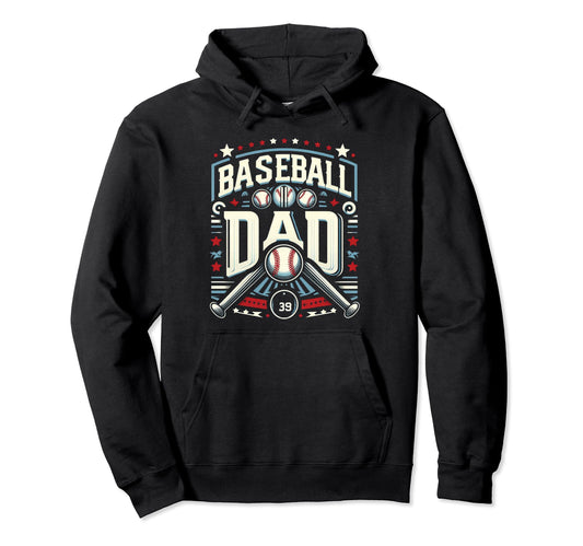 Baseball Dad Fathers Day Hoodie - Novelty Apparel for Adults - T-Shirt, Sweatshirt, Hoodie