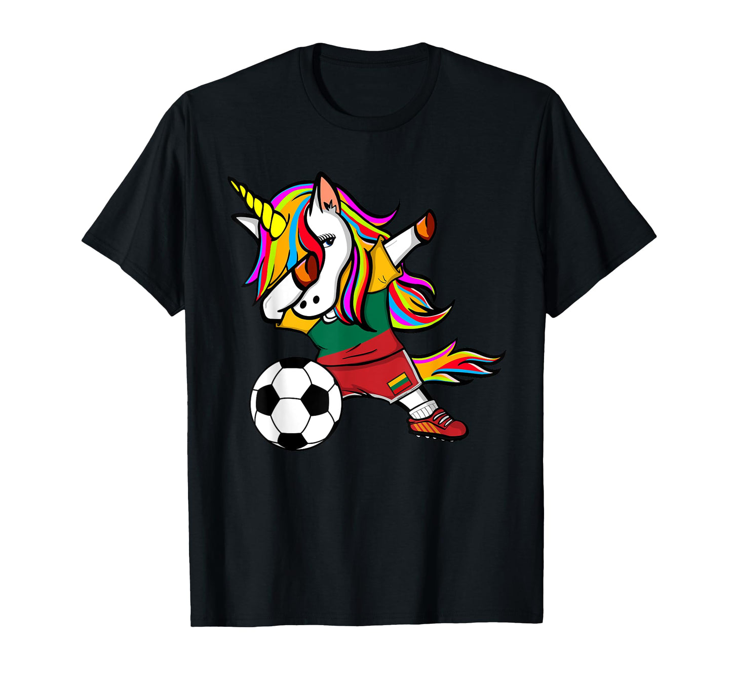 Dabbing Unicorn Lithuania Football T-Shirt - Graphic Print Men Women - T-Shirt, Sweatshirt, Hoodie