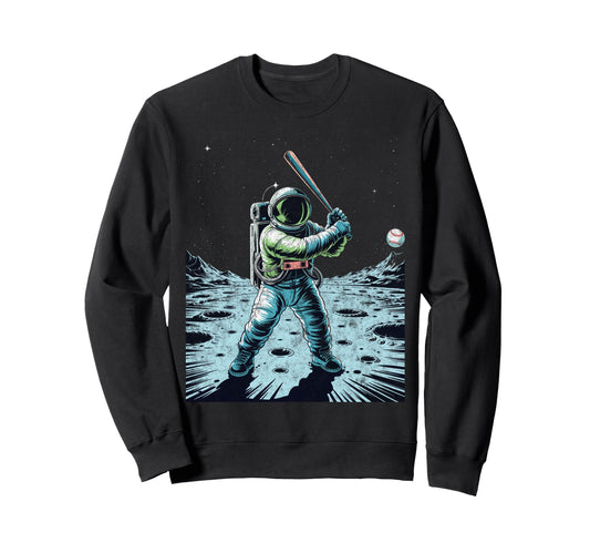 Astronaut Baseball Player Coach Sweatshirt - Minimalist Print for Adults - T-Shirt, Sweatshirt, Hoodie