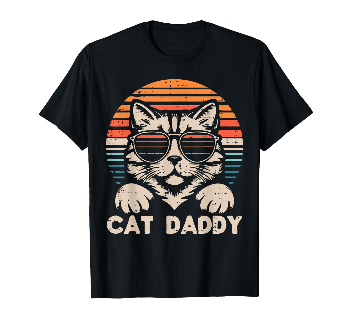 Cat Daddy Sunglasses Sunset Fur Dad T-Shirt - Aesthetic Graphic Unisex - T-Shirt, Sweatshirt, Hoodie