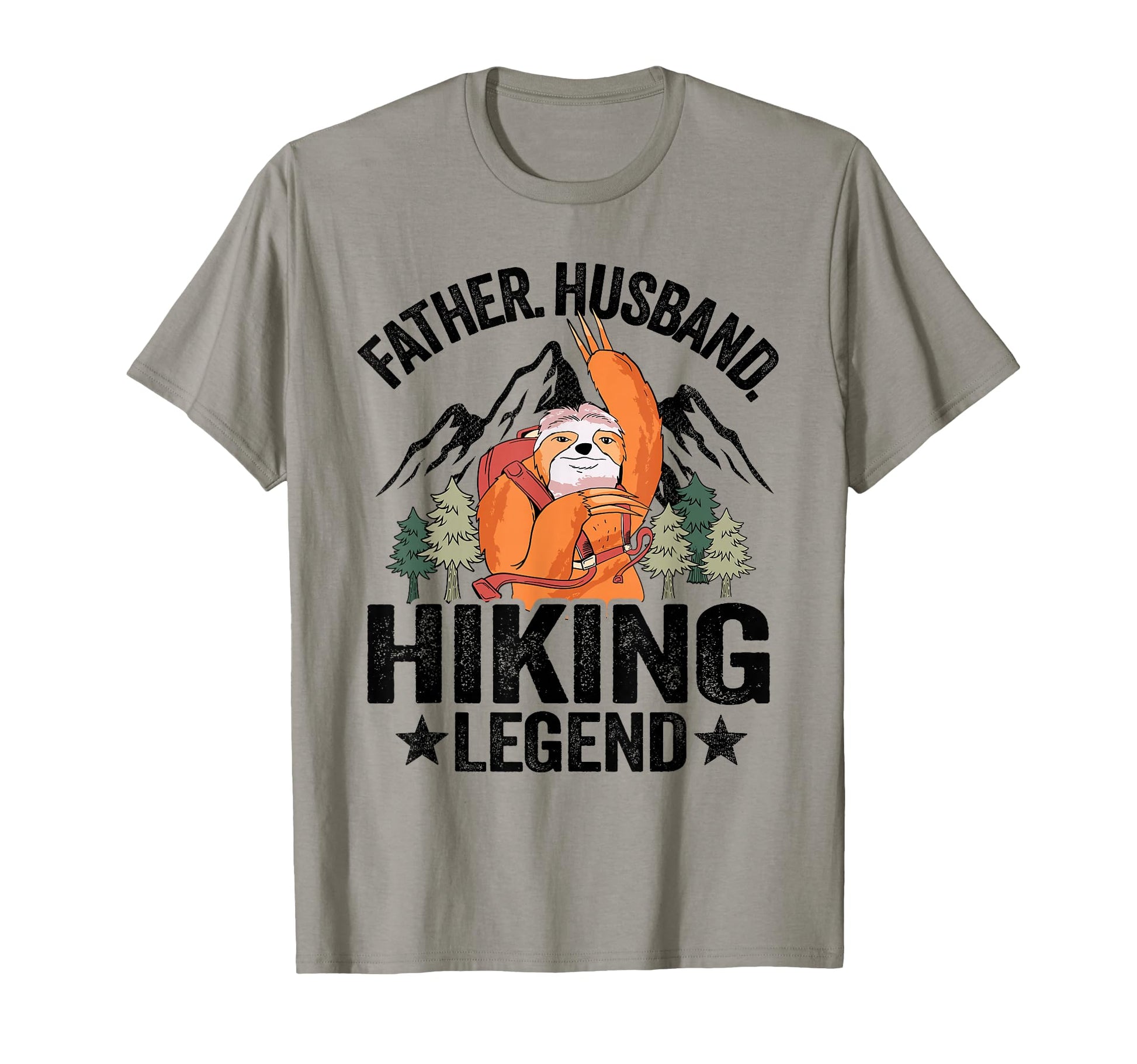 Father Husband Hiking Legend Sloth T-Shirt - Fun Novelty Design for Adults - T-Shirt, Sweatshirt, Hoodie
