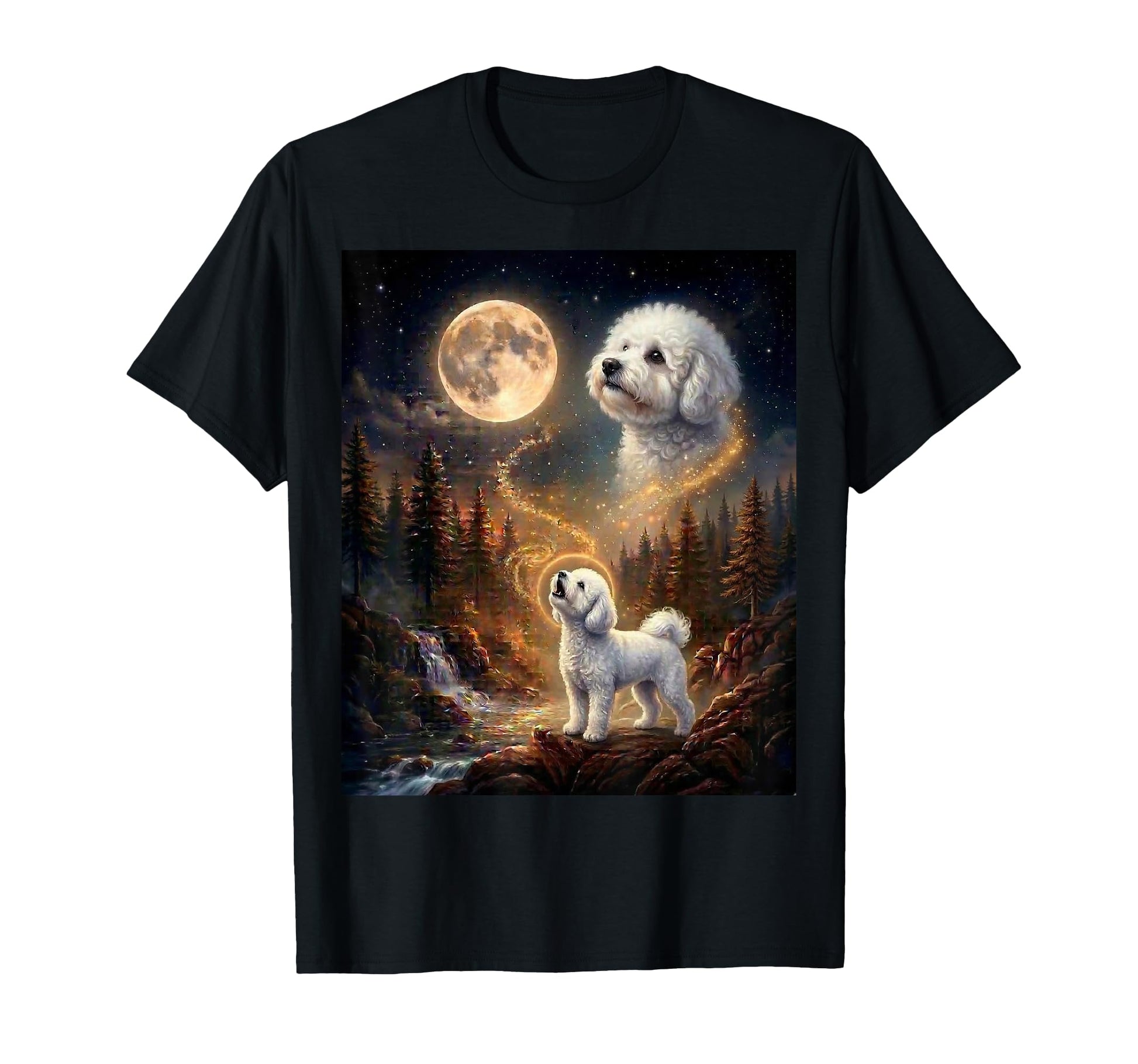 Bichon Frise Howling Moon Funny T-Shirt - Fun Novelty Design Men Women - T-Shirt, Sweatshirt, Hoodie