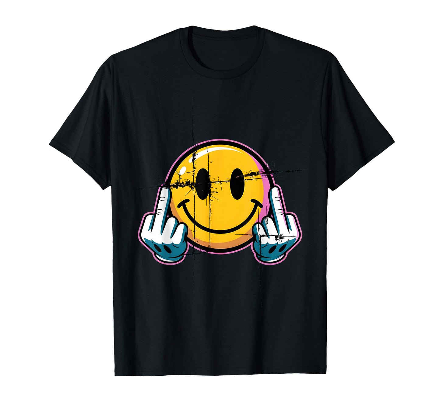 Smile Face Funny Middle Finger T-Shirt - Trendy Graphic Unisex - T-Shirt, Sweatshirt, Hoodie