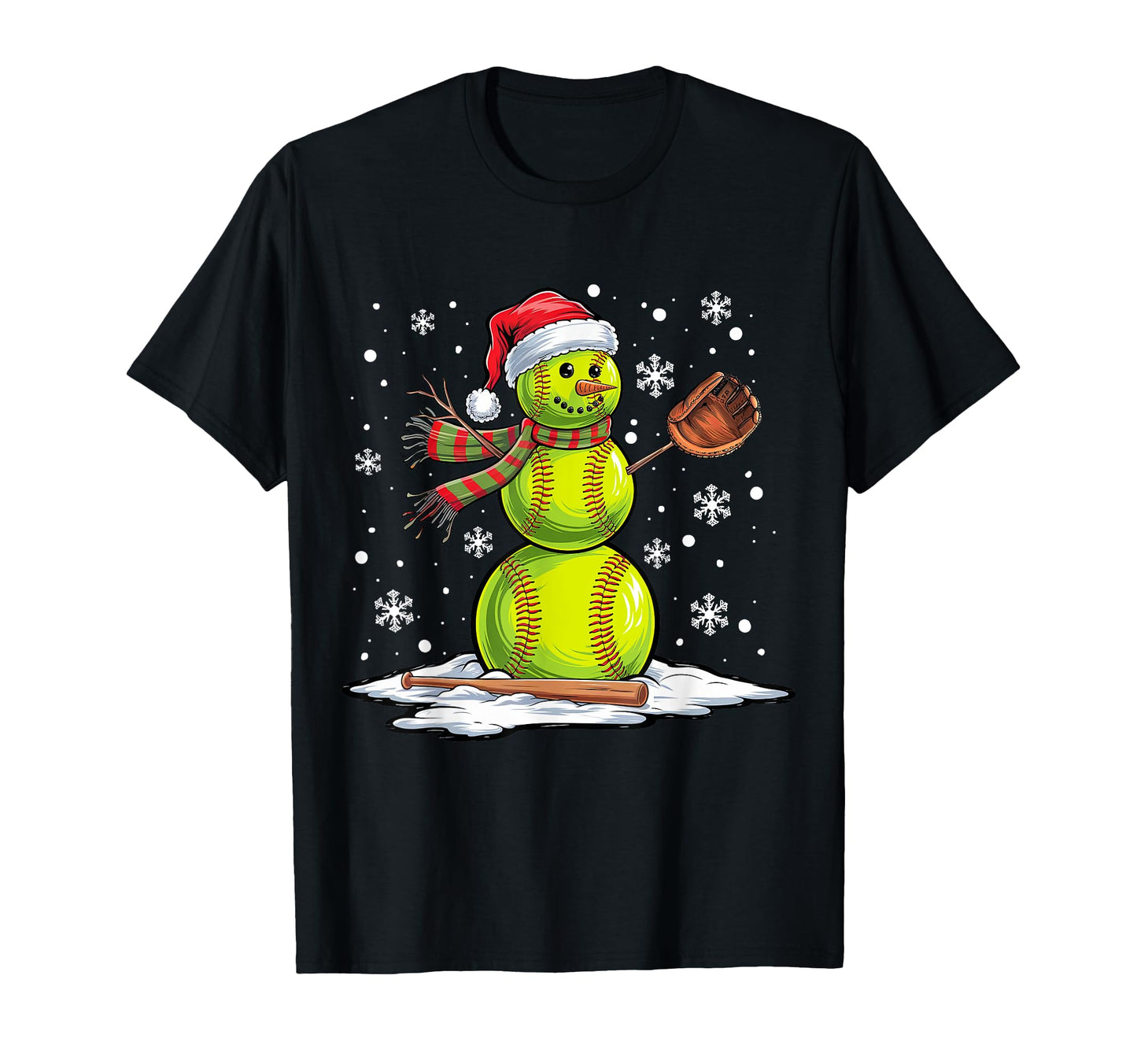 Softball Snowman Softball Player Santa T-Shirt - Aesthetic Graphic Unisex - T-Shirt, Sweatshirt, Hoodie