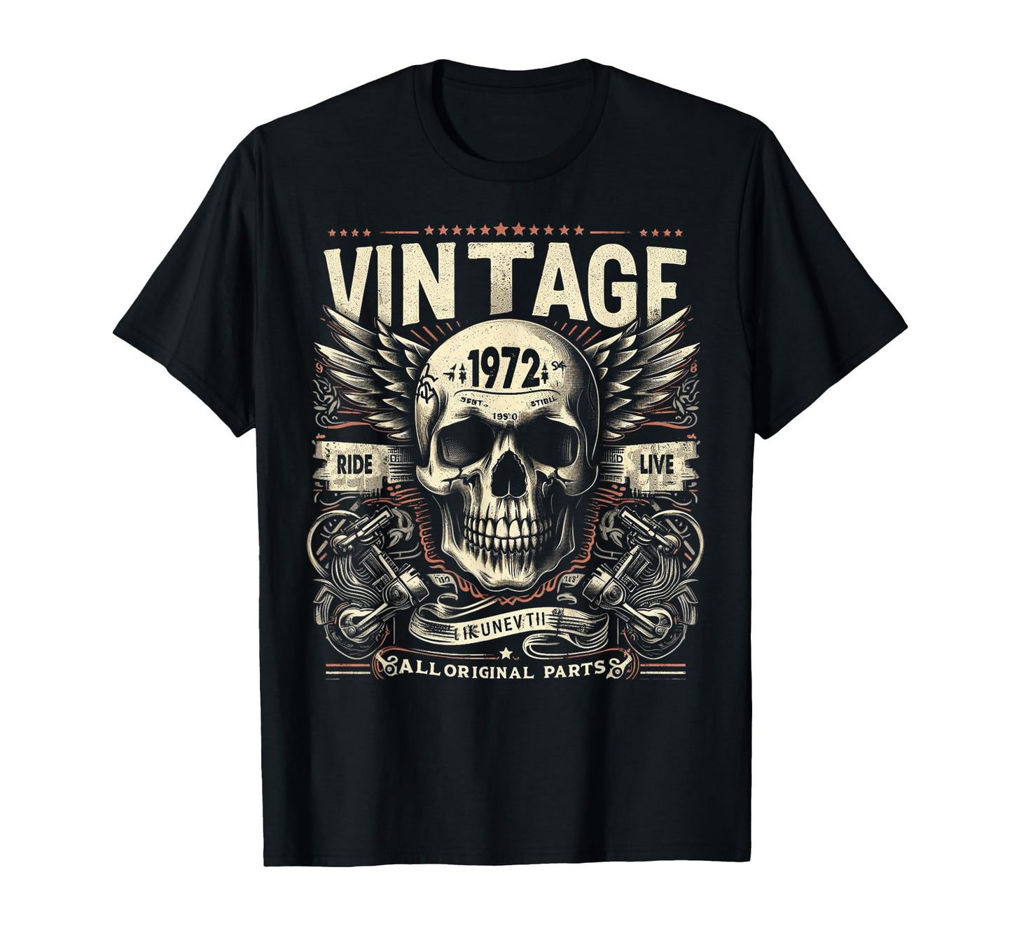 1972 Born 1972 Birthday Skull Biker T-Shirt - Streetwear Style Unisex - T-Shirt, Sweatshirt, Hoodie