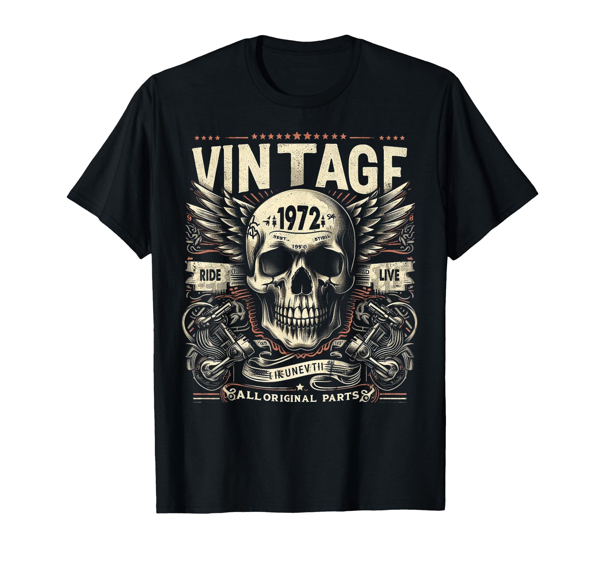 1972 Born 1972 Birthday Skull Biker T-Shirt - Streetwear Style Unisex - T-Shirt, Sweatshirt, Hoodie