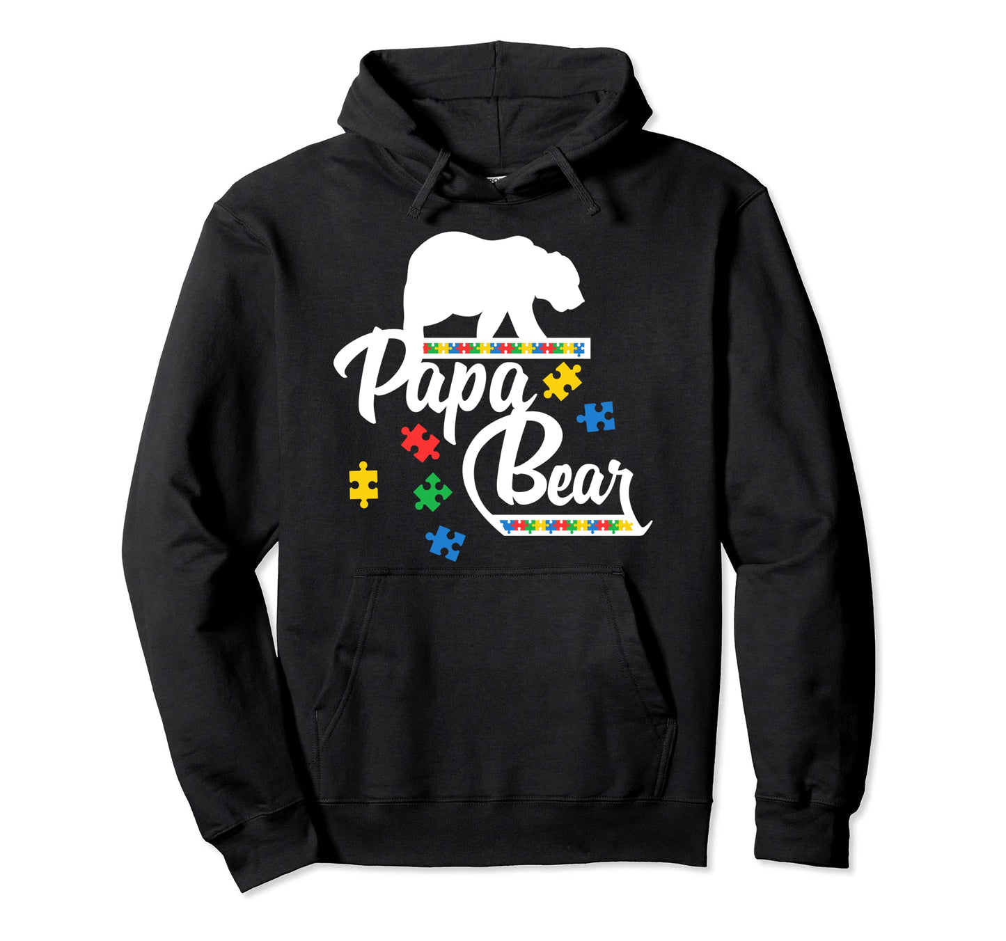 Papa Bear Puzzle Autism Awareness Father Hoodie - Graphic Print Unisex - T-Shirt, Sweatshirt, Hoodie