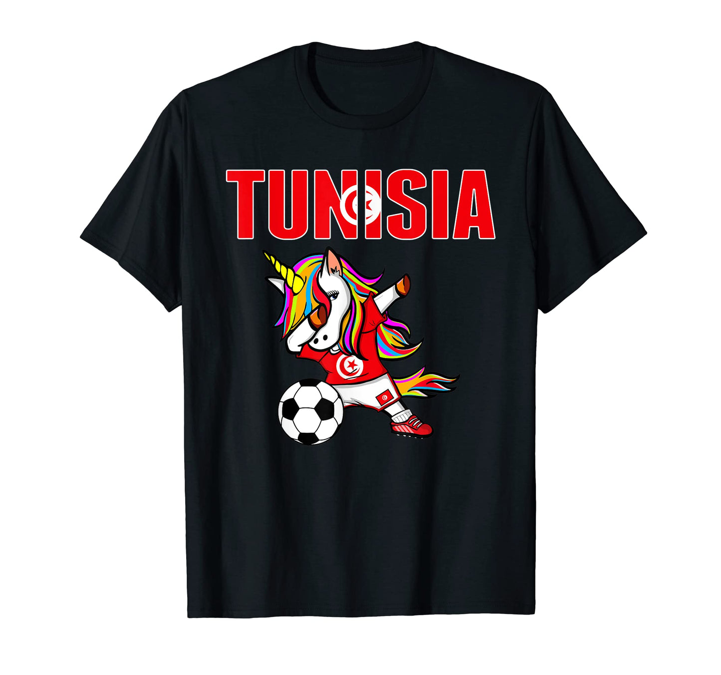 Dabbing Unicorn Tunisia Soccer Fans T-Shirt - Streetwear Style Unisex - T-Shirt, Sweatshirt, Hoodie