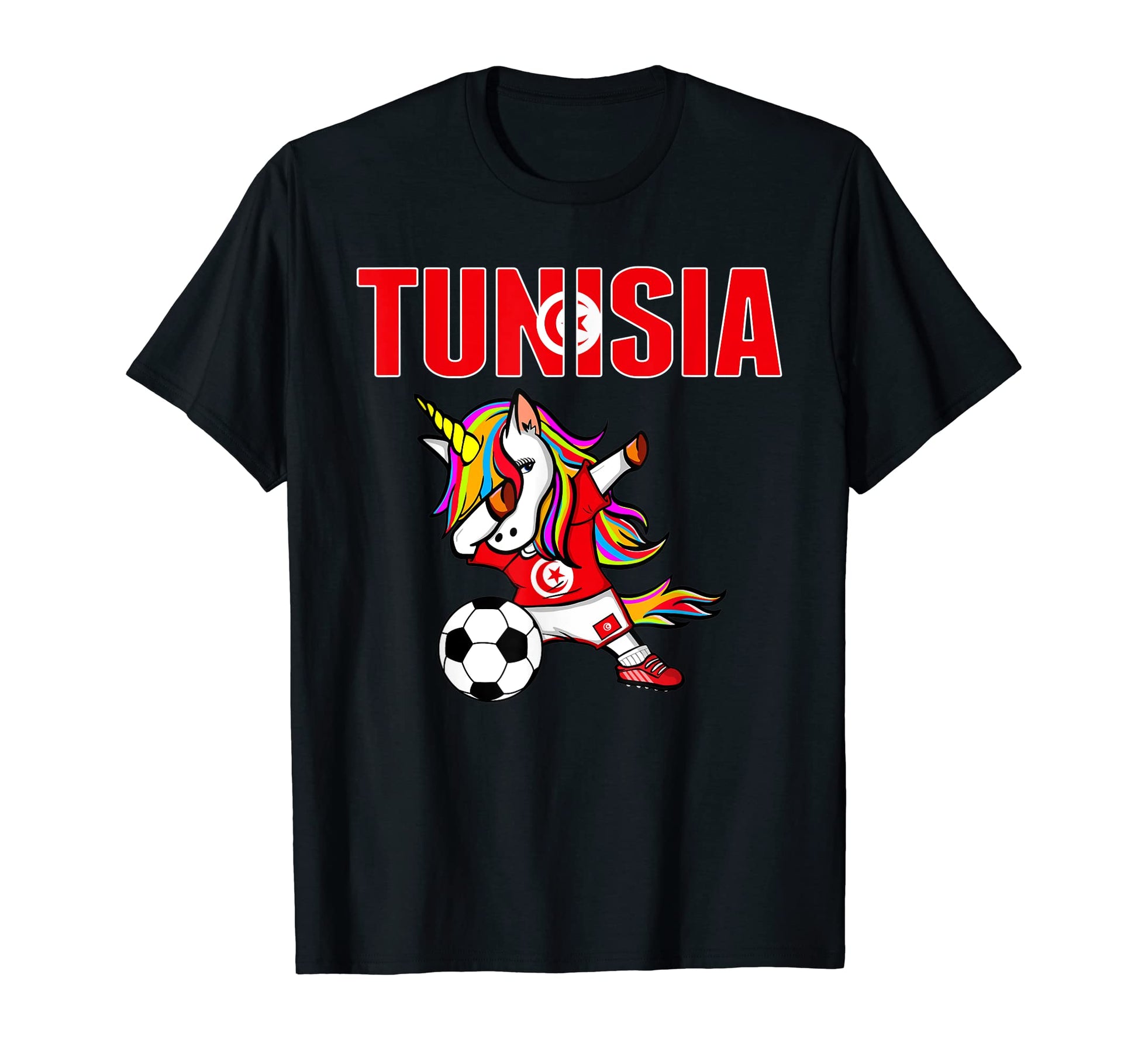 Dabbing Unicorn Tunisia Soccer Fans T-Shirt - Streetwear Style Unisex - T-Shirt, Sweatshirt, Hoodie