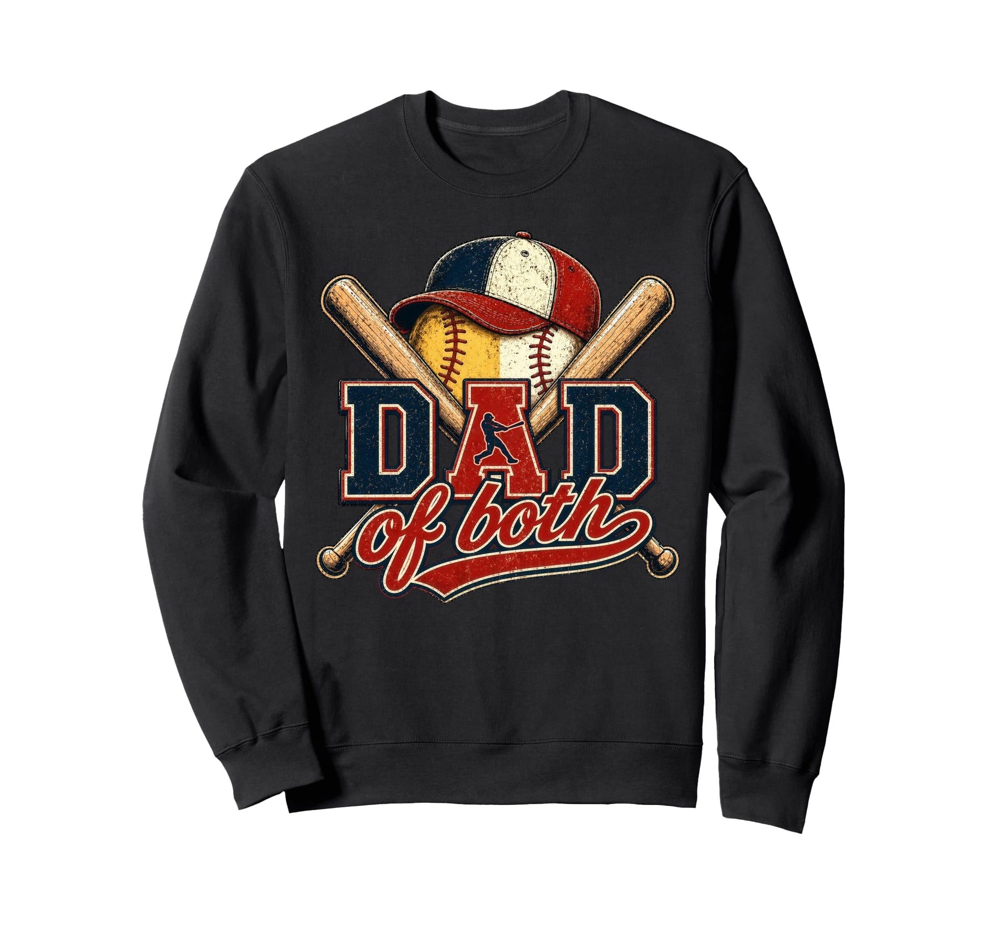 Dad Both Baseball Softball Sweatshirt - Aesthetic Graphic for Adults - T-Shirt, Sweatshirt, Hoodie