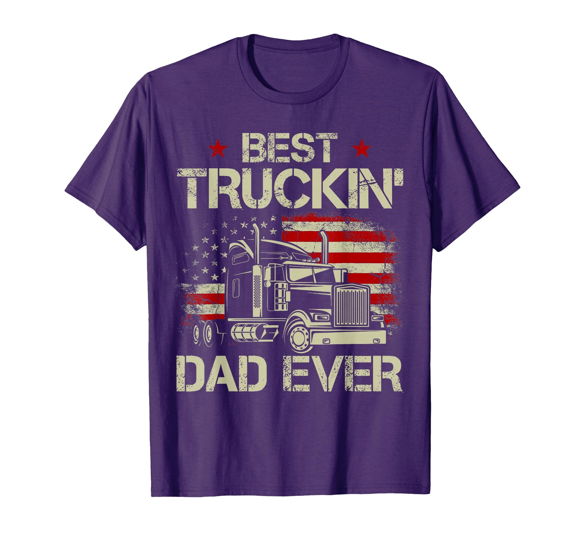 Best Truckin Dad Ever Usa Flag Patriotic T-Shirt - Graphic Print Men Women - T-Shirt, Sweatshirt, Hoodie