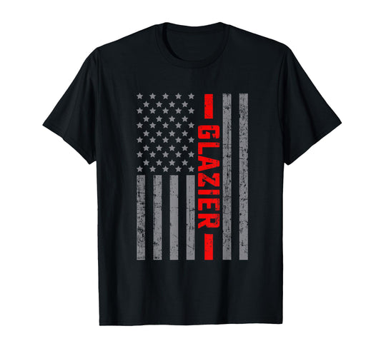 American Flag Glazier Us Flag Dad T-Shirt - Minimalist Print Unisex - T-Shirt, Sweatshirt, Hoodie