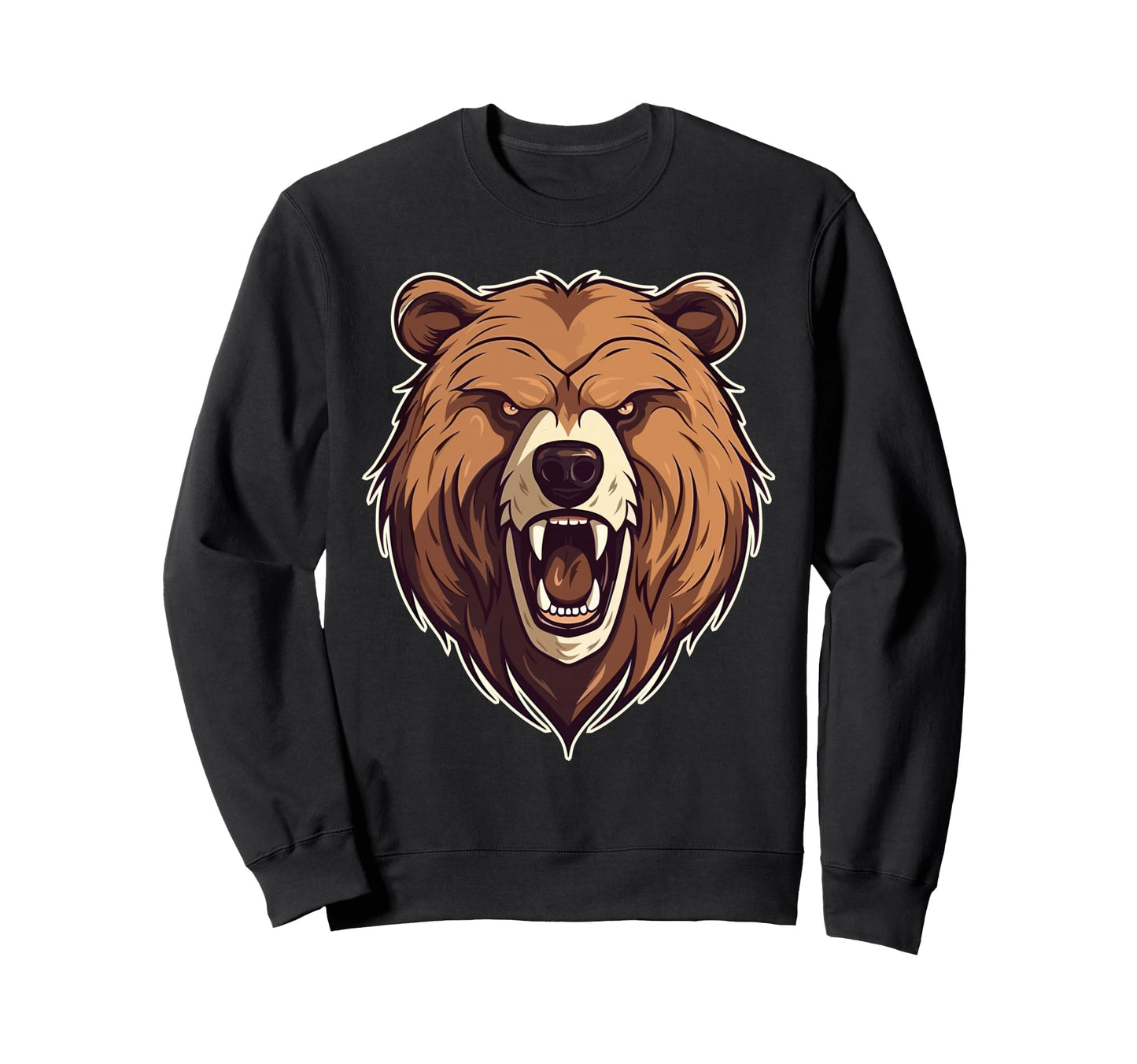 Bear Brown Head Bear Motif Bear Sweatshirt - Streetwear Style for Adults - T-Shirt, Sweatshirt, Hoodie