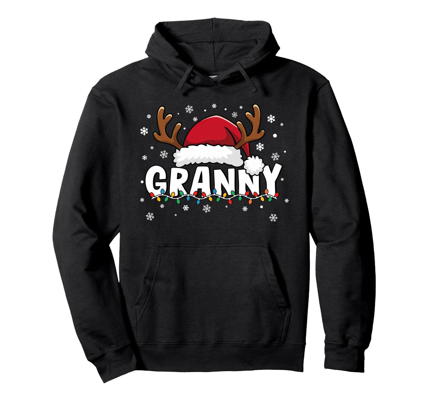 Granny Grandma Santa Hat Reindeer Hoodie - Novelty Apparel for Adults - T-Shirt, Sweatshirt, Hoodie