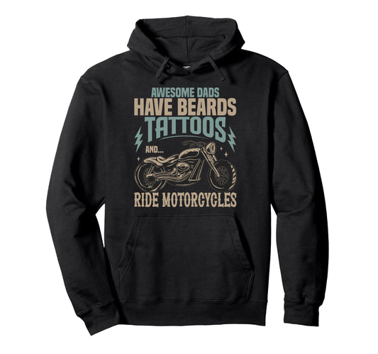 Awesome Biker Dad Tattoos Motorcycle Hoodie - Aesthetic Graphic Men Women - T-Shirt, Sweatshirt, Hoodie