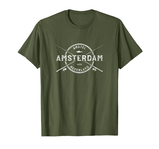 Amsterdam Crossed Fishing Rods T-Shirt - Aesthetic Graphic for Adults - T-Shirt, Sweatshirt, Hoodie
