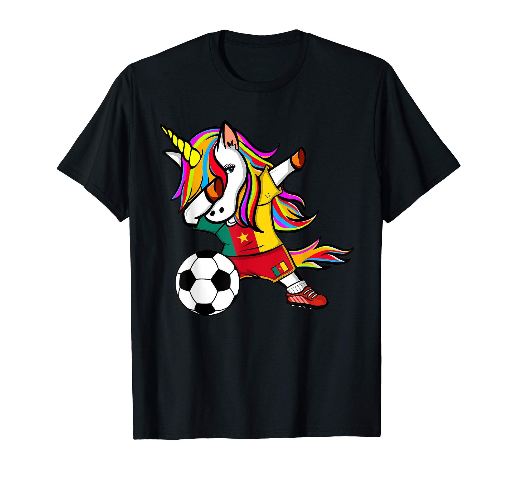 Dabbing Unicorn Cameroon Football T-Shirt - Custom Art Print for Adults - T-Shirt, Sweatshirt, Hoodie