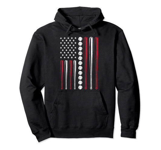 American Flag Baseball Flag Dad Mom Hoodie - Trendy Graphic for Adults - T-Shirt, Sweatshirt, Hoodie
