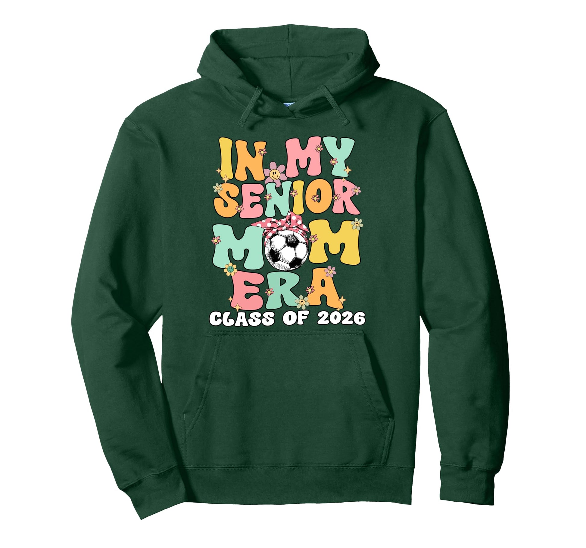 My Senior Mom Era Groovy Soccer Hoodie - Casual Everyday Wear Unisex - T-Shirt, Sweatshirt, Hoodie