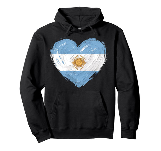 Argentina Flag Heart Soccer Hoodie - Fun Novelty Design for Adults - T-Shirt, Sweatshirt, Hoodie
