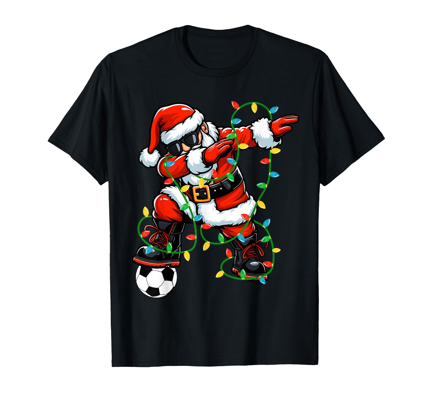 Dabbing Santa Soccer Lights Soccer T-Shirt - Fun Novelty Design for Adults - T-Shirt, Sweatshirt, Hoodie