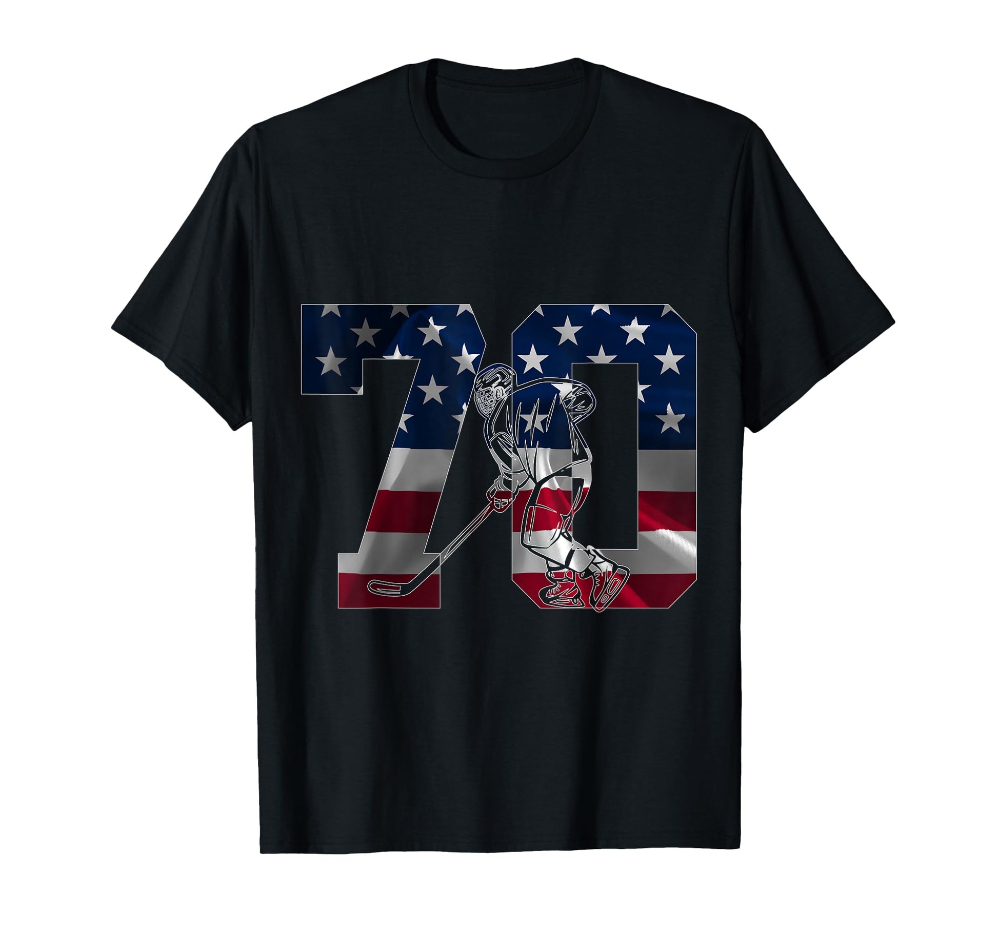 Number 70 Years Ice Hockey 70Th T-Shirt - Casual Everyday Wear Men Women - T-Shirt, Sweatshirt, Hoodie