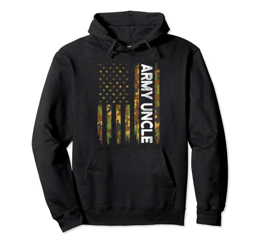 Army Uncle American Flag Camouflage Hoodie - Fun Novelty Design Unisex - T-Shirt, Sweatshirt, Hoodie