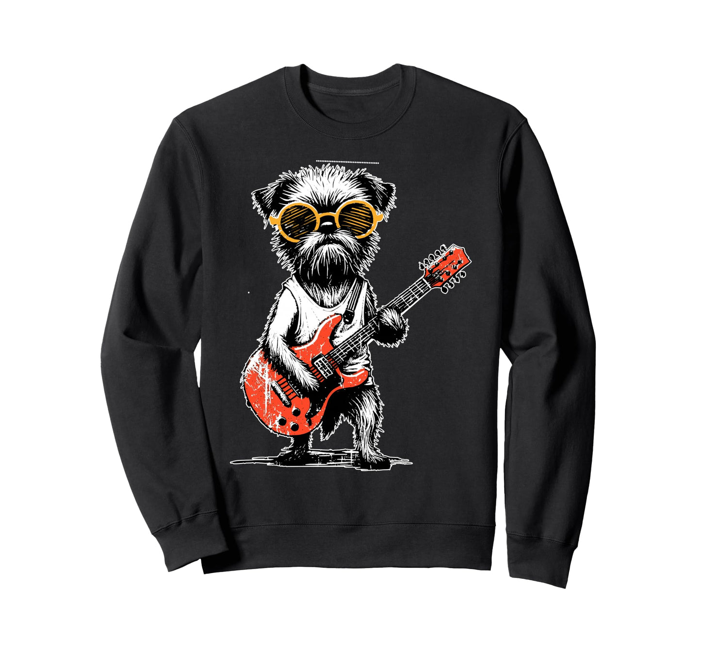 Brussels Griffon Playing Guitar Sweatshirt - Custom Art Print Men Women - T-Shirt, Sweatshirt, Hoodie