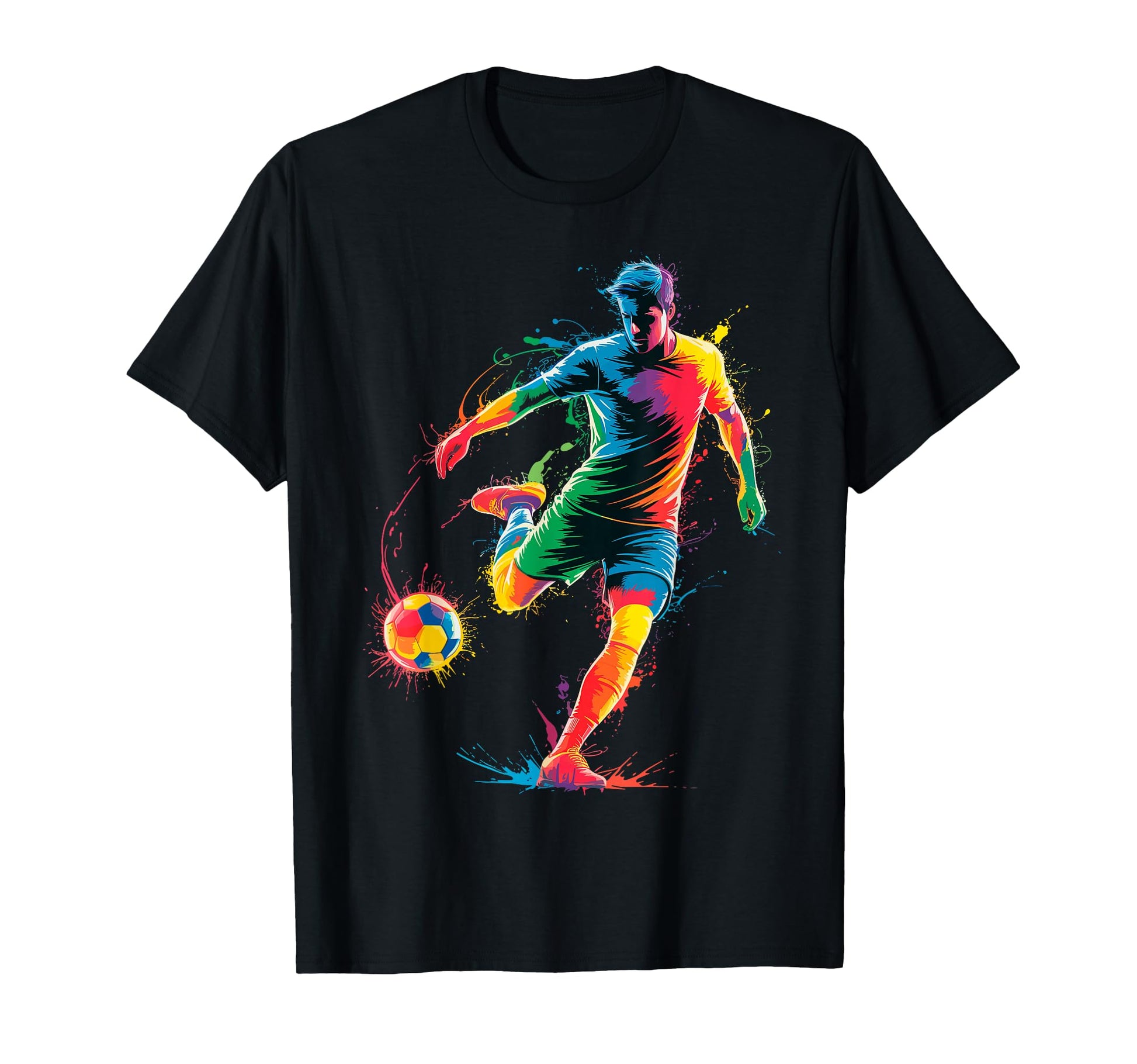 Colorful Funny Soccer Player Fan T-Shirt - Aesthetic Graphic Men Women - T-Shirt, Sweatshirt, Hoodie