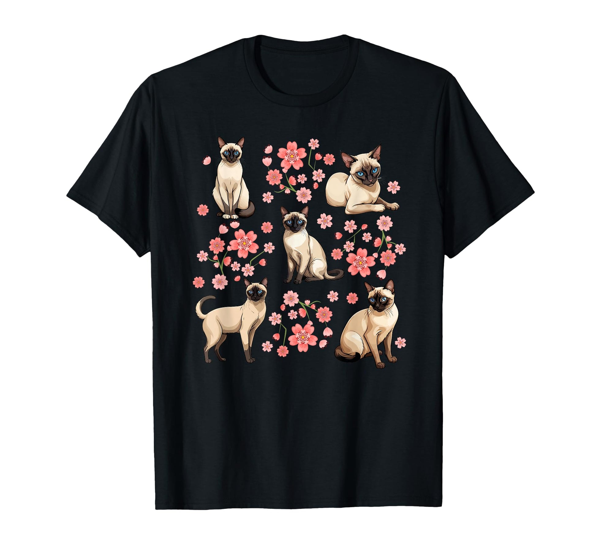 Siamese Cat Flowers Siamese Owner Siamese T-Shirt - Graphic Print Unisex - T-Shirt, Sweatshirt, Hoodie
