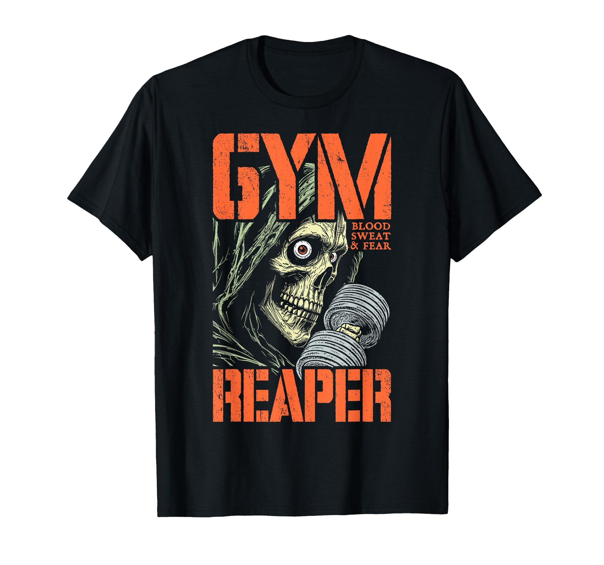 Gym Reaper Funny Horror Workout Fitness T-Shirt - Unique Graphic Men Women - T-Shirt, Sweatshirt, Hoodie