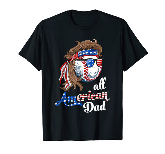 All American Dad Baseball Dad Mullet T-Shirt - Streetwear Style for Adults - T-Shirt, Sweatshirt, Hoodie