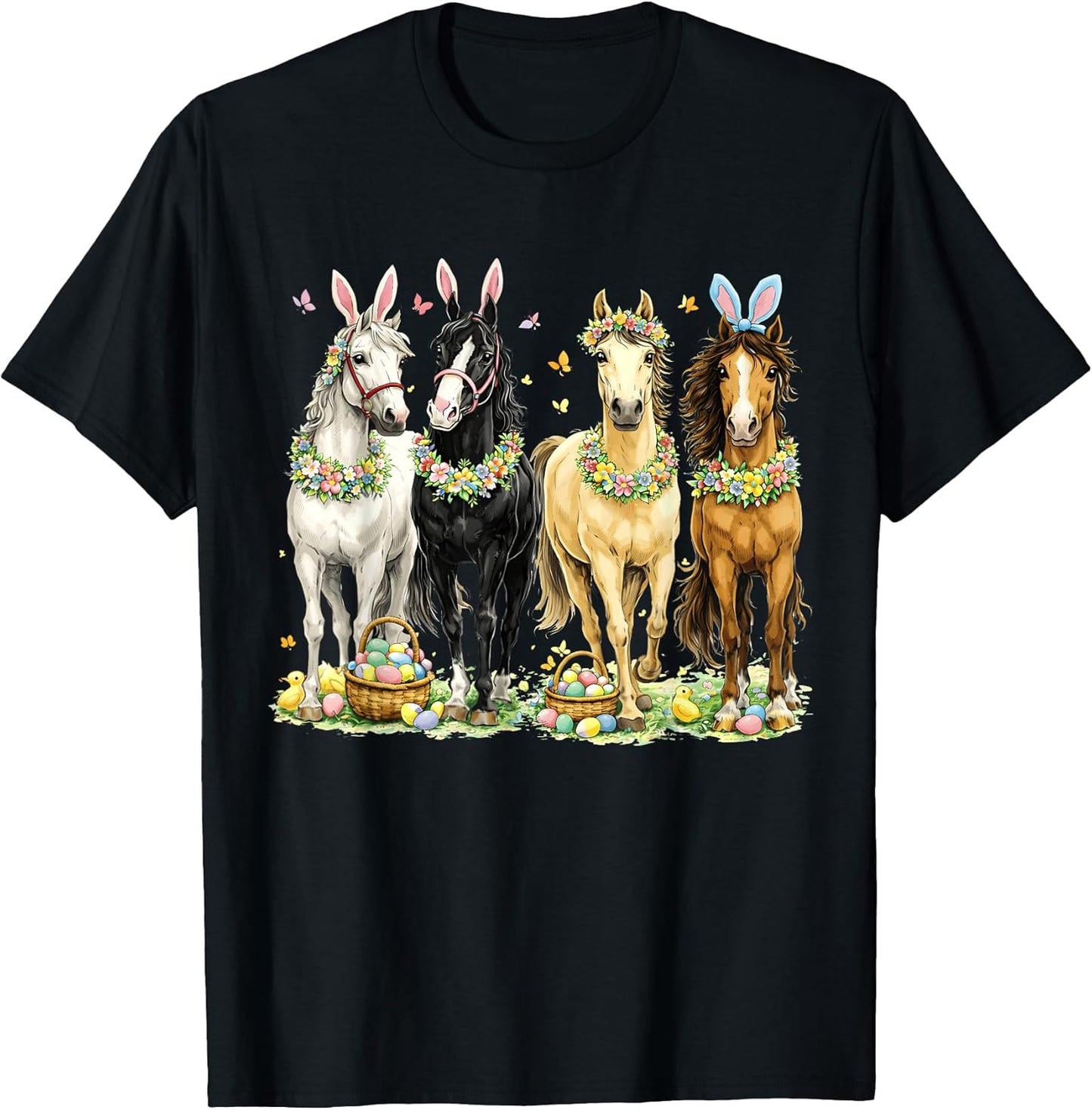Easter Horse Bunny Ears Eggs Spring Floral Gat Unisex T-shirt, Sweatshirt, Hoodie, Long Sleeve Tee - T-Shirt, Sweatshirt, Hoodie