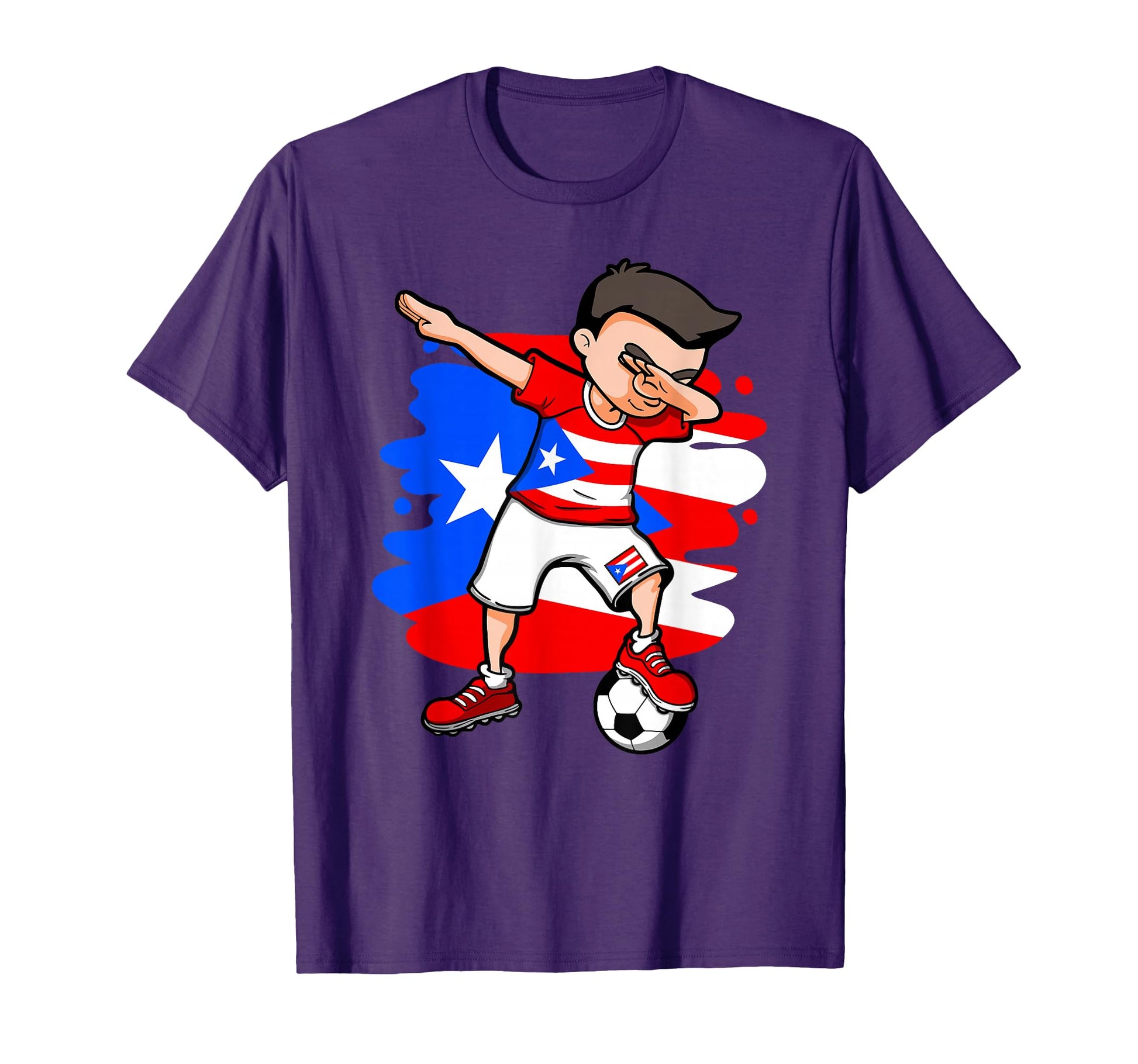 Dabbing Soccer Puerto Rico Fans Jersey T-Shirt - Graphic Print for Adults - T-Shirt, Sweatshirt, Hoodie