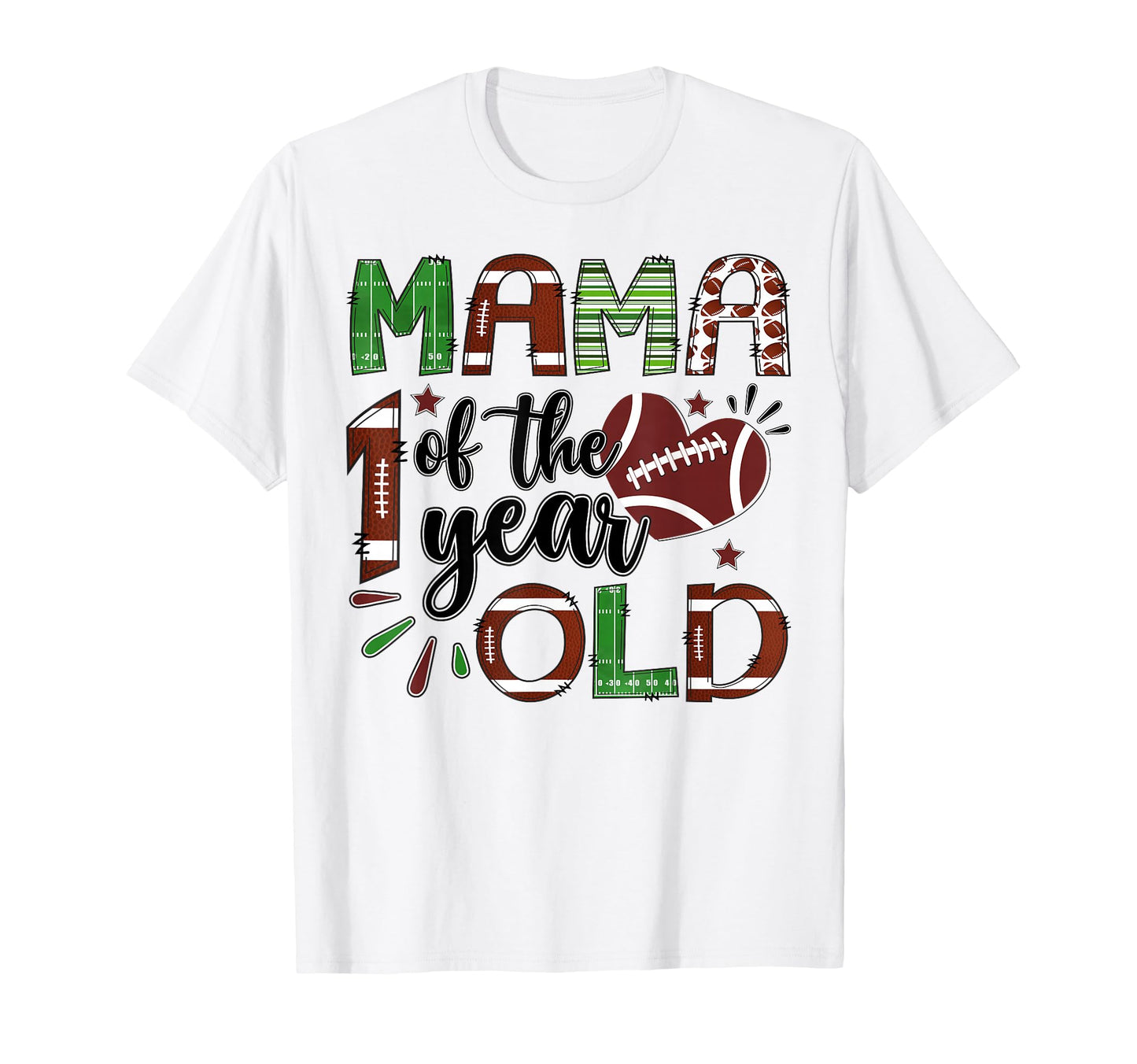 Mama 1 Year Old Football 1St Birthday T-Shirt - Graphic Print Men Women - T-Shirt, Sweatshirt, Hoodie
