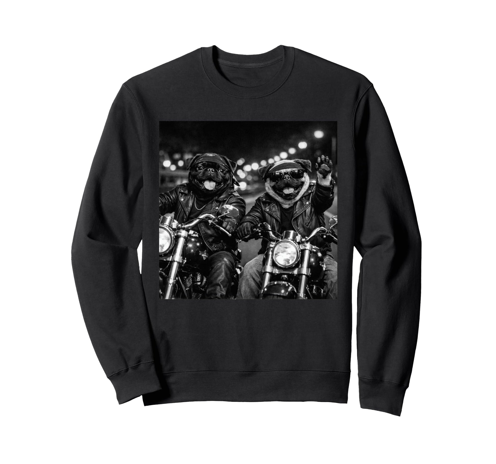 Pug Biker Funny Costume Meme Dad Sweatshirt - Trendy Graphic for Adults - T-Shirt, Sweatshirt, Hoodie