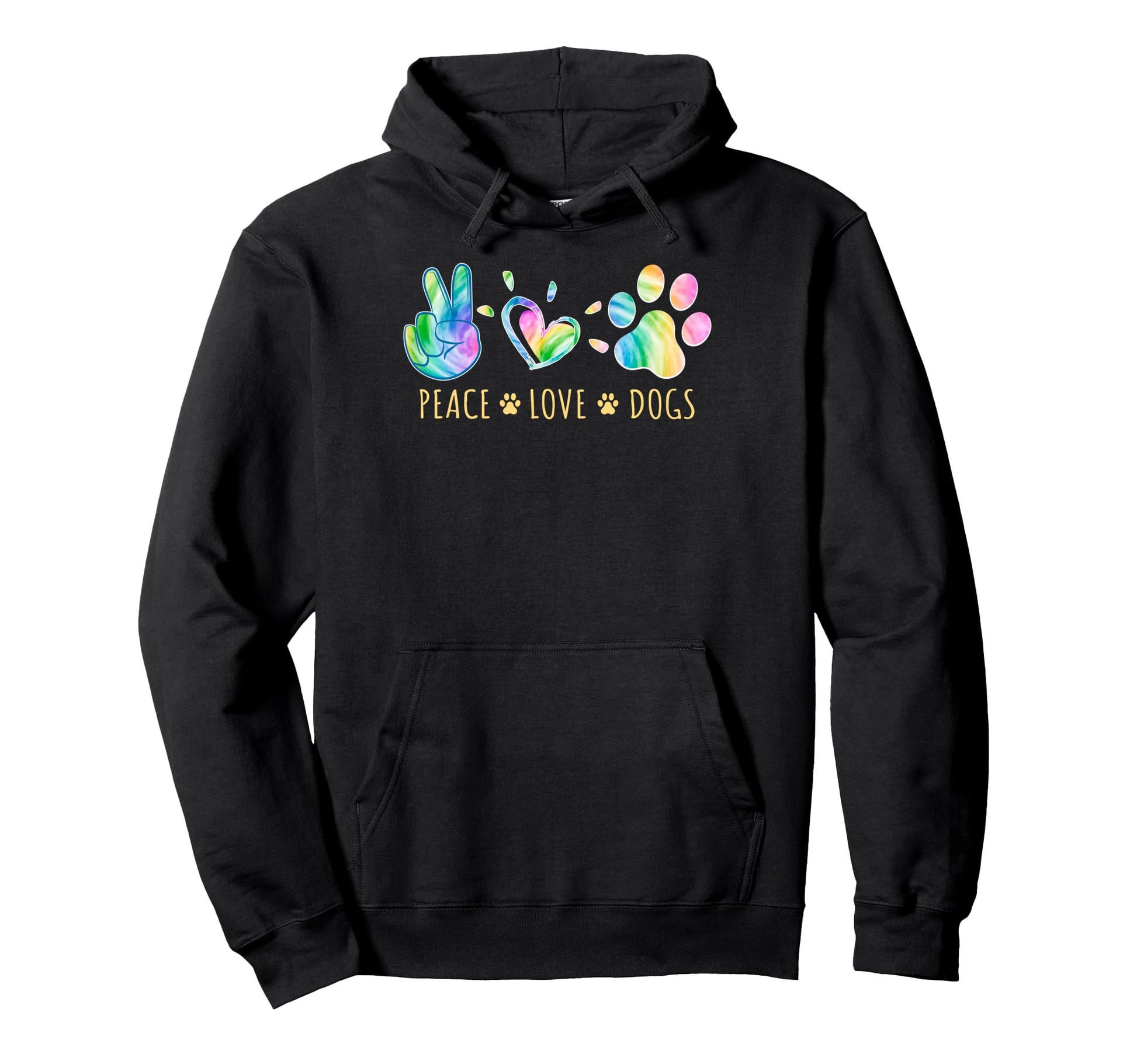 Peace Love Dogs Tie Dye Pet Lover Hoodie - Trendy Graphic for Adults - T-Shirt, Sweatshirt, Hoodie