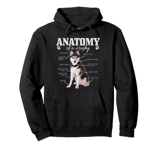 Anatomy Siberian Husky Funny Dog Husky Hoodie - Novelty Apparel for Adults - T-Shirt, Sweatshirt, Hoodie