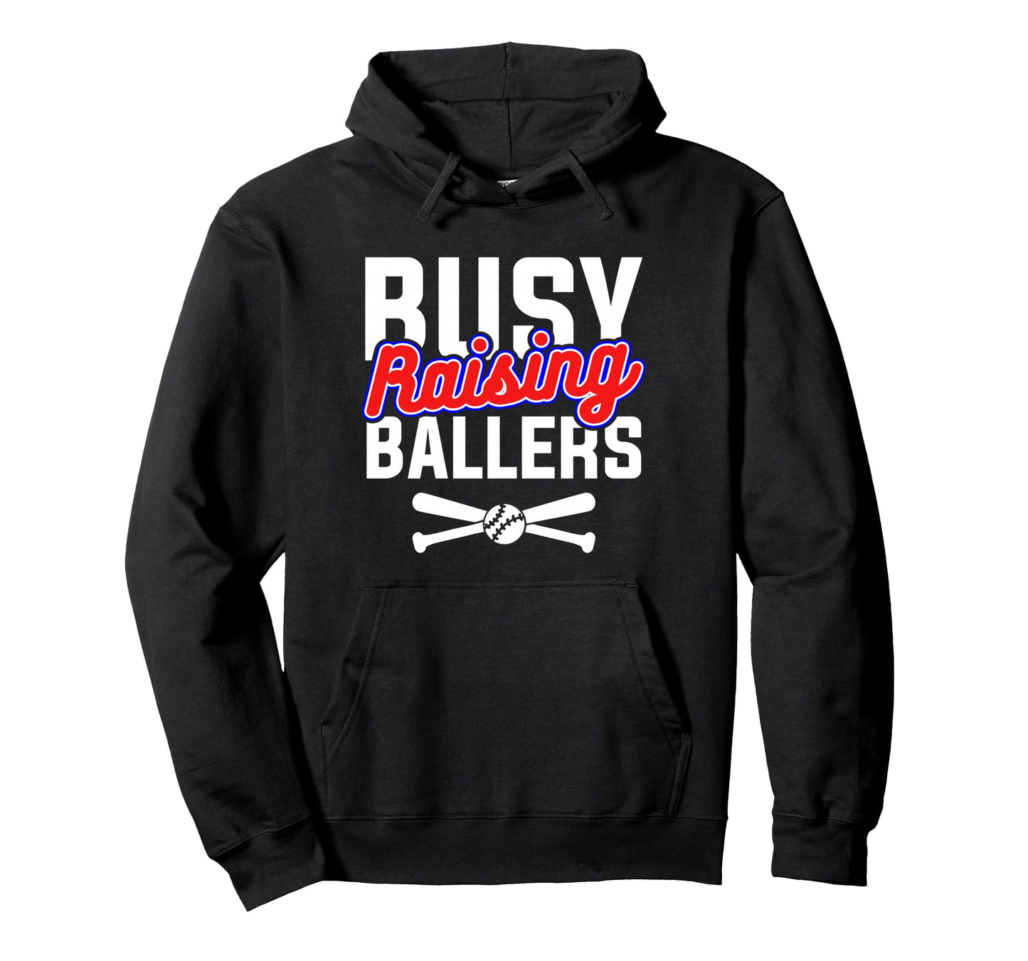 Busy Raising Ballers Mom Baseball Hoodie - Minimalist Print for Adults - T-Shirt, Sweatshirt, Hoodie